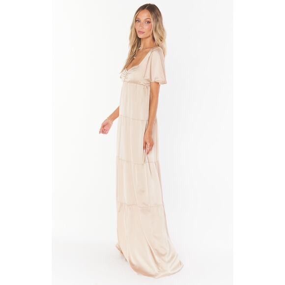 Show Me Your Mumu Nicole Maxi Dress in Champagne Luxe Satin 1X NWT - Picture 7 of 7